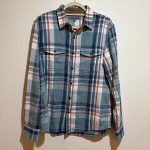 LL Bean Signature Slim Fit Heritage Textured Flannel Shirt Plaid Button Down